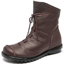 CLARSUNNY WOMEN'S LEATHER CASUAL SOFT FLAT BOOTS SIZE 6.5 BROWN - Like New