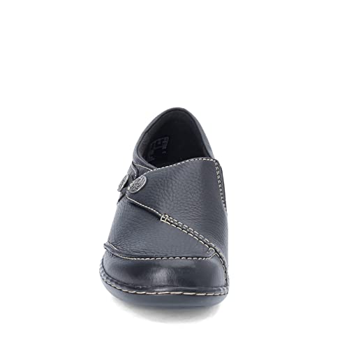 26503026 CLARKS WOMENS ASHLAND LANE Q SLIP ON LOAFER BLACK SIZE 8.5 X-WIDE - Like New