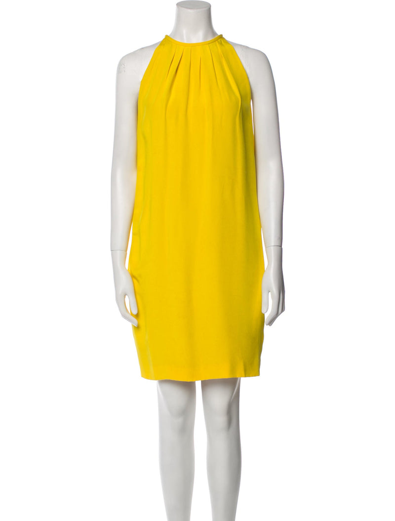 CELINE SILK MINI DRESS - SIZE: WOMEN 40 - YELLOW - Brand New