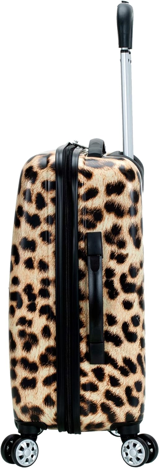 Rockland Sonic Hardside 20" Carry On Suitcase - BROWN AND LEOPARD PRINT Like New