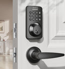 ULECOCE KEYLESS ENTRY DOOR LOCK DEADBLOT WITH HANDLE SET KEYPAD LOCK MATTE BLACK - Like New