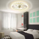 LTEMZIIY 20 IN INDOOR MODERN WHITE CRYSTAL FLUSH MOUNT CEILING FAN LIGHT - WHITE - Brand New