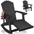 ZHUSI Adirondack Rocking Chair Outdoor Retractable Ottoman, 1PC BLACK - Like New