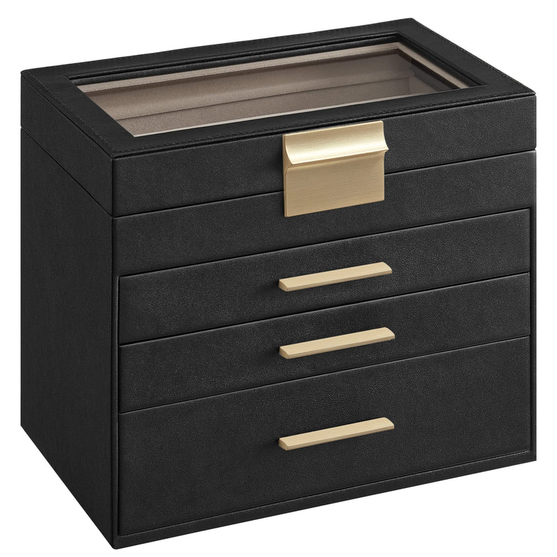 SONGMICS Jewelry Box Organizer with Glass Lid, 4-Layer Jewelry Storage - Like New