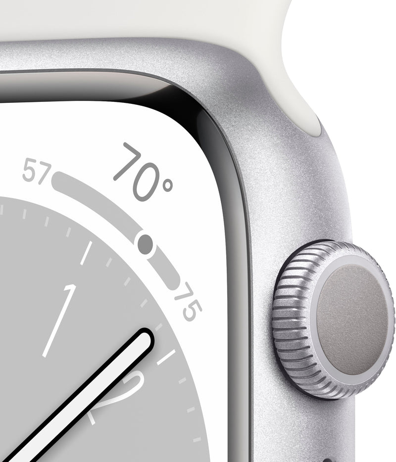 Apple Watch Series 8 GPS 45mm Aluminum Case White Sport Band MP6Q3LL/A - White - Like New