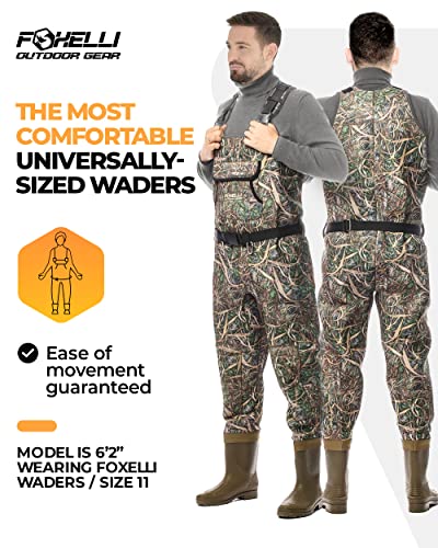 Foxelli Chest Waders, Waterproof 4mm Neoprene Hunting & Fishing Waders - Like New