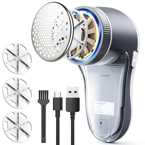 POPCHOSE FABRIC SHAVER, LINT REMOVER FOR CLOTHES, RECHARGEABLE - GRAYISH WHITE - Like New