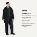 AMAZON ESSENTIALS BUTTON AND ZIP UP ALL BLACK LARGE LONG PUFFER JACKET - BLACK - Brand New