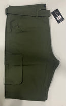 BLU ROCK MENS BELTED CARGO SHORTS - SIZE: MEN 42 - OLIVE - Like New
