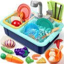 Geyiie Kitchen Play Sink with Running Water, Cutting Food, Accessories - Blue Like New