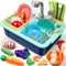 Geyiie Kitchen Play Sink with Running Water, Cutting Food, Accessories - Blue Like New