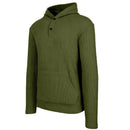 BLUE ICE MEN'S LOOSE FIT WAFFLE KNIT THERMAL HENLEY HOODIE - SIZE: 2XL - OLIVE - Brand New