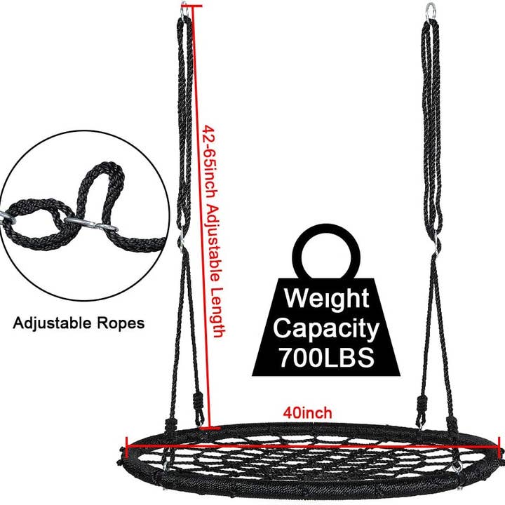 ALBOTT 40" TREE SWING SET - SPIDER WEB ROUND NET SWING - BLACK Like New