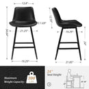 ORANGE ONE LOW BACK METAL FRAME COUNTER HEIGHT BAR STOOL (SET OF 3) - BLACK - Like New