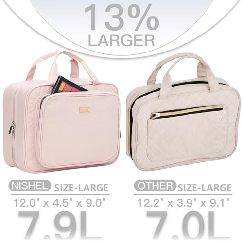 NISHEL Travel Toiletry Bag for Women Large Capacity Makeup Essentials Organizer - Like New