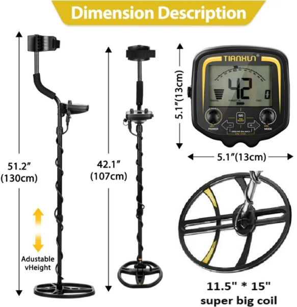 PALLIPARTNERS Tianxun Tx850 Metal Detector 11" Finder, with Shovel - Gold/Black Like New