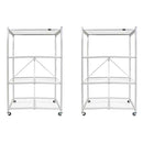 ORIGAMI 2PK R5 STORAGE RACK 4TIER HEAVYDUTY FOLDABLE WHEELS - WHITE - Like New