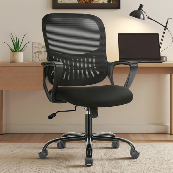 Sweetcrispy Home Office Executive Chair Ergonomic Design Mid-Back - Black - Like New
