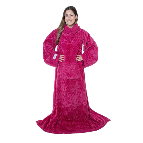 Snuggie Sherpa Original As Seen on TV Wearable Blanket Sleeves - Quilted Magenta - Like New