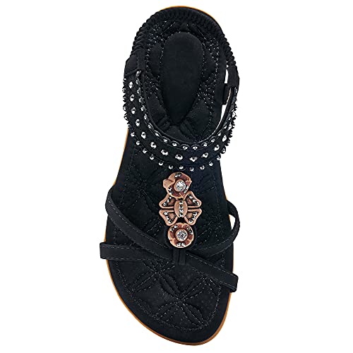 ALICEGANA WOMENS SANDALS SHOES COMFORT WALKING NON SLIP - SIZE: WOMEN 7, BLACK - Like New