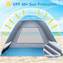 G4Free Upgraded Pop Up Beach Tent 2-3 Person Automatic Sunshade Canopy - Silver - Brand New