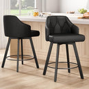 TATUB 26" Swivel Leather Bar Stools Set of 2, Black Counter Height - Like New
