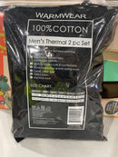 WARMWEAR MENS THERMAL UNDERWEAR LONG JOHNS SET TOP, BOTTOM - SIZE: L - BLACK - Like New