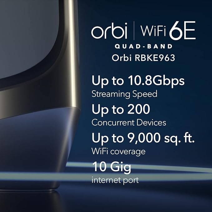 NETGEAR RBKE963-100NAR Orbi 960 AXE11000 Quad-Band Mesh 6E - Scratch & Dent