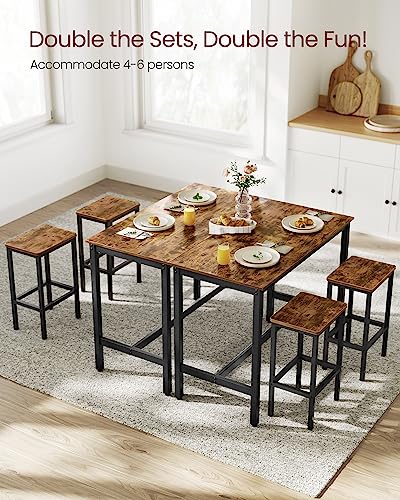 VASAGLE Bar Table Set, with 2 Bar Stools in Rustic Brown and Black ULBT15X - Like New