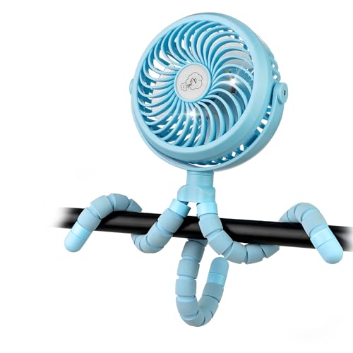 COMLIFE STROLLER FAN, 2600MAH BATTERY POWERED PERSONAL - BLUE - Like New