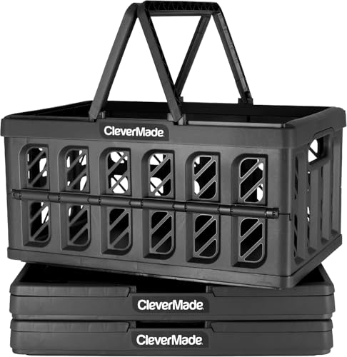 CleverMade Collapsible Shopping Basket, Obsidian, 3PACK - 24L, 6GALLON - Like New