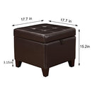 Adeco 18" Square Storage Ottoman Faux Leather Footrest with Flip Top B08JYP1NC4 - Brand New