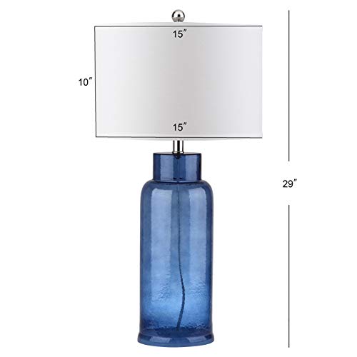 SAFAVIEH LIGHTING COLLECTION BOTTLE GLASS BLUE/CREAM TABLE LAMP SET OF 2 - Like New