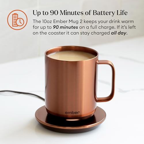 EMBRACE TEMPERATURE CONTROL SMART MUG 2 10 OZ App-CONTROLLED CM191005US - Copper Like New