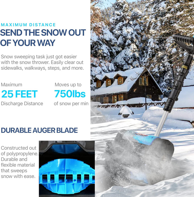 AlphaWorks Cordless Snow Thrower Power Shovel 4Ah DC 20V GUT131 - BLUE - Like New