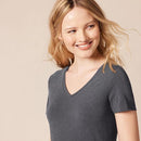 AMAZON ESSENTIALS WOMEN'S V-NECK T-SHIRT PACK OF 2 SIZE : M - CHARCOAL HEATHER - Like New