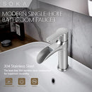 SOKA BATHROOM FAUCET WATERFALL BATHROOM SINK SOKAFA2499NY - BRUSHED NICKEL - Like New