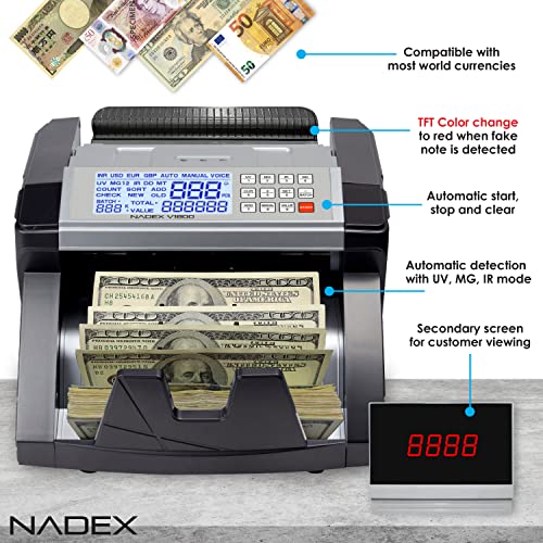 NADEX V1854 MONEY COUNTER - PROFESSIONAL GRADE - DARK GRAY - Like New