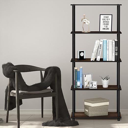 Furinno Turn-N-Tube 5-Tier Multipurpose Shelf 17091CWN/BK - Walnut/Black - Like New