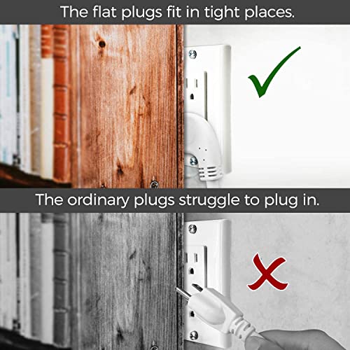 FIRMERST 1875W LOW PROFILE FLAT PLUG 1FT EXTENSION CORD 1FT 14AWG 15A WHITE - Brand New