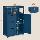 Yaheetech Bathroom Floor Cabinet Wooden Storage Multiple Tiers - Navy Blue - Brand New