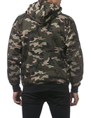 Pro Club Men's Heavyweight Full Zip Fleece Hoodie, X-Large - Green Camo - Brand New