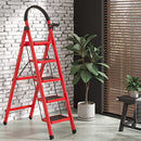 JOISCOPE 5 Step Ladder, Folding Step Stool with Widening and Thicken Pedals Red - Like New