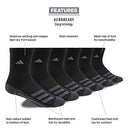 ADIDAS KIDS BOY/GIRL CUSHIONED CREW SOCKS (6FT) YOUTH 3Y-9 BLACK/NIGHT GRAY - Brand New