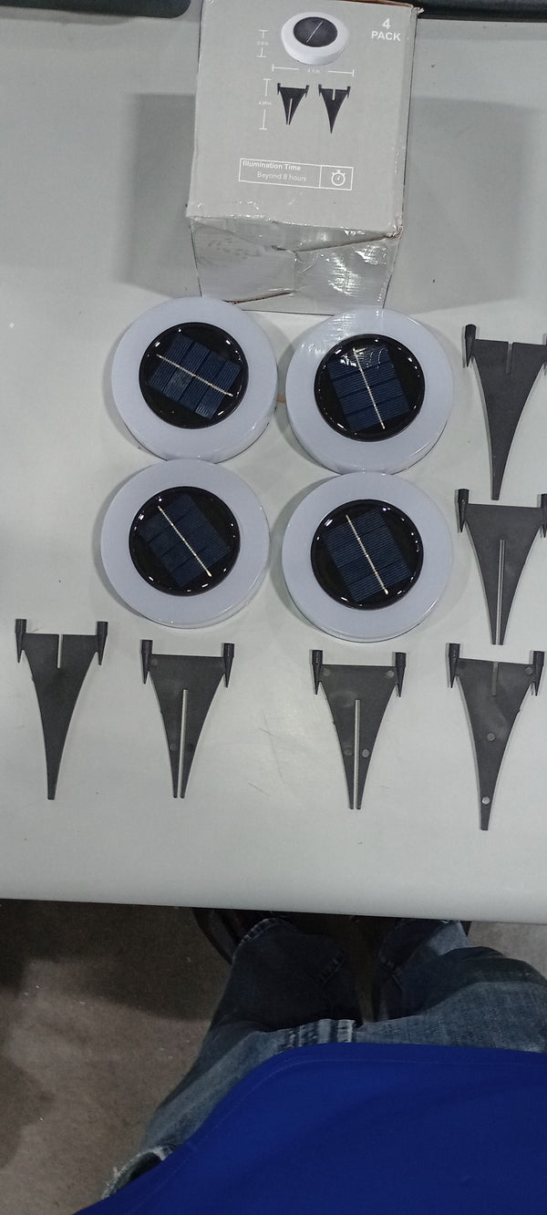 GENERIC 4 PACK 8 LED SOLAR GROUND OUTDOOR SOLAR BURIED LIGHT 4 PACK - WARM LIGHT - Like New