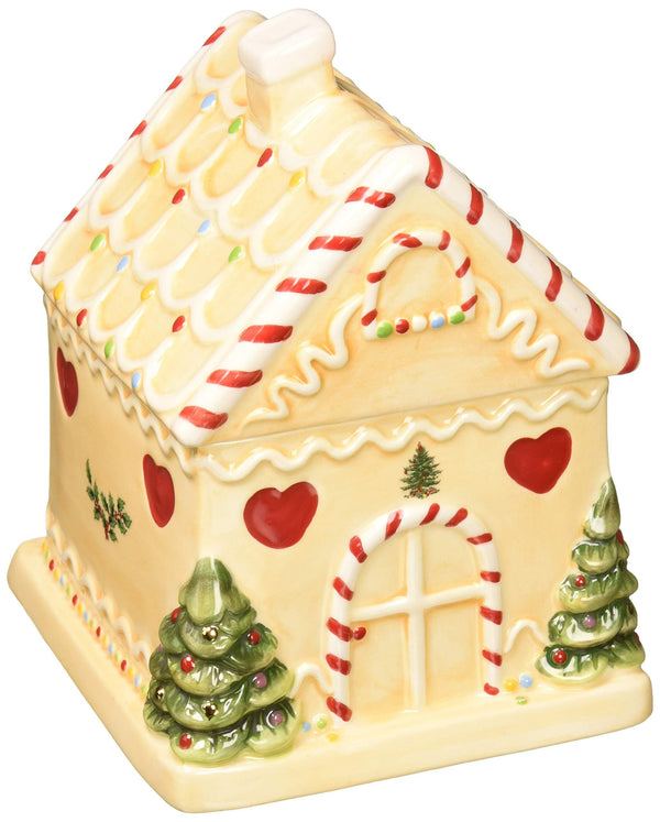 SPODE GINGERBREAD HOUSE CANDY JAR 7-INCH CHRISTMAS COOKIE JAR - Brand New