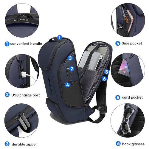 BANGE BUSINESS LAPTOP BACKPACK HOLD 15.6 INCH LAPTOP Commute Carry BAG - BLUE - Like New
