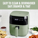 GREENLIFE COMPACT ELECTRIC AIR FRYER OVEN 5.3 QT PFAS CC009533-001 - SAGE - Like New