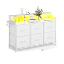 LEADPRO DRESSER FOR BEDROOM 6 DRAWERS LED TV STAND CHEST STORAGE 5730002 - WHITE - Like New