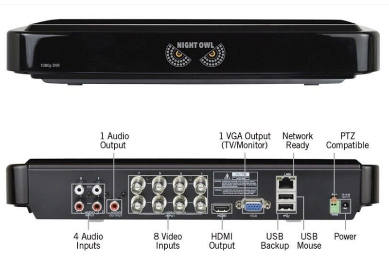 For Parts: NIGHT OWL C-841-A10 8 Channel DVR 1 TB DVR-AHD10B-81-RS CANNOT BE REPAIRED